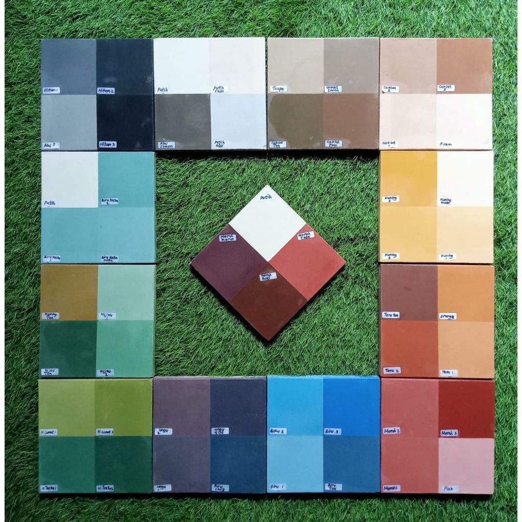 Tegel warna warni 20x20 / tegel polos / tegel warna / lantai warna warni / tegel jadul