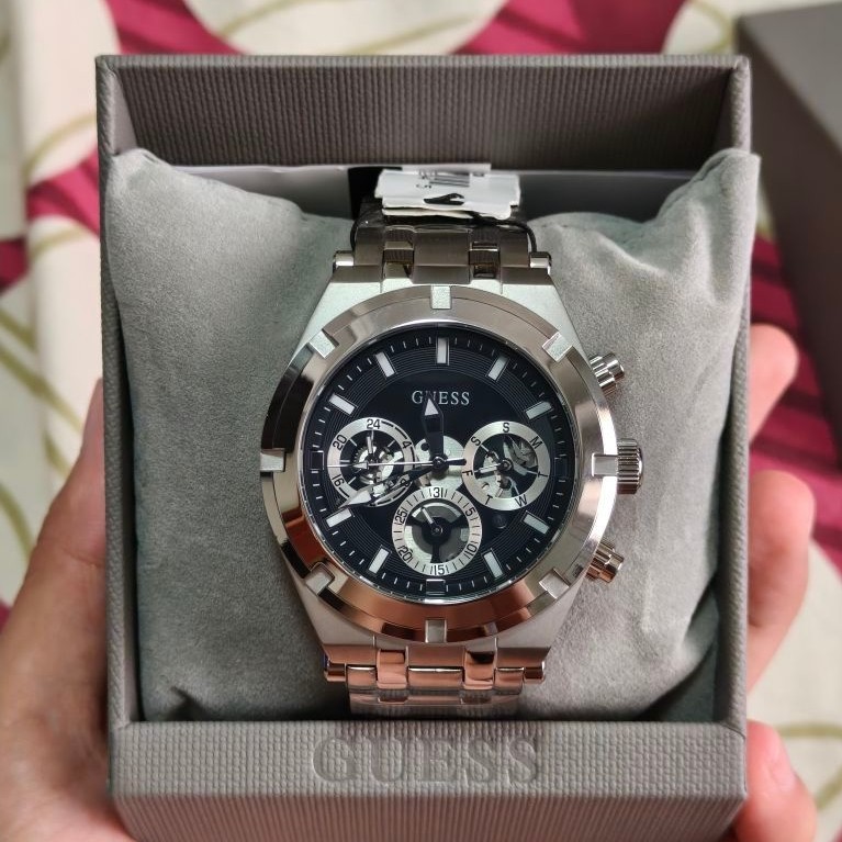 Guess Continental GW0260G1 Black Sunray Dial Stainless Steel Strap