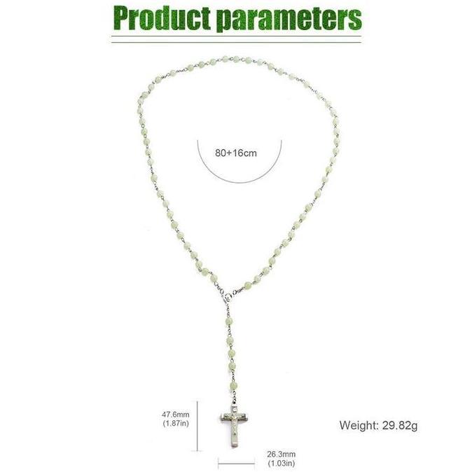 TICEKLESTA Rosario Full Fosfor 8 mm / Kalung Rosario Fosfor Menyala Dalam Gelap Glow In Dark / Rosar