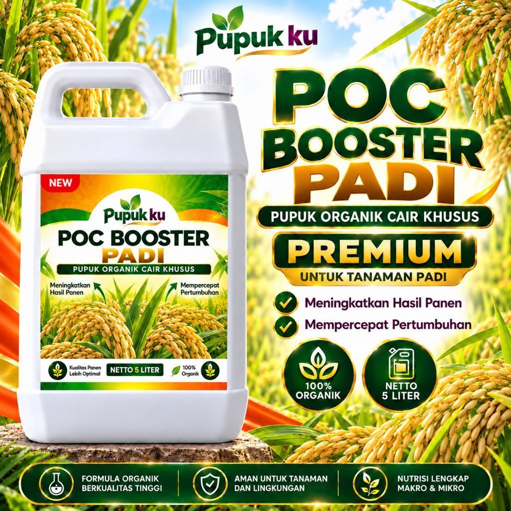 Pupuk ku POC Booster Padi Pupuk Organik Cair Khusus untuk Tanaman Padi 5 Liter