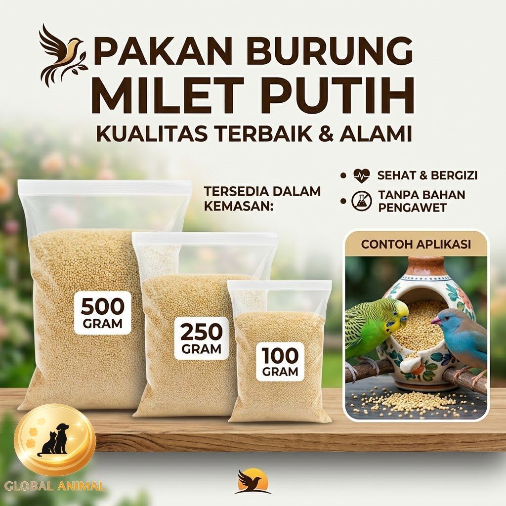 MILET PUTIH pakan burung biji milet lovebird kenari