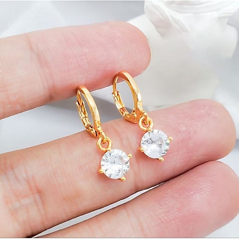~DISC~ ANTING JEPIT SILVER TITANIUM ANTING KLIP GOLD GANDUL PERMATA PUTIH  ELEGAN CANTIK TERMURAH DA
