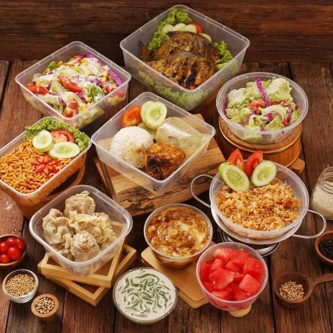 Dingdong- 25Pcs Thinll Kotak Makan Mika Tempat Makan 500Ml 650Ml 750Ml 1000Ml 200Ml Kotak Nasi Mika 