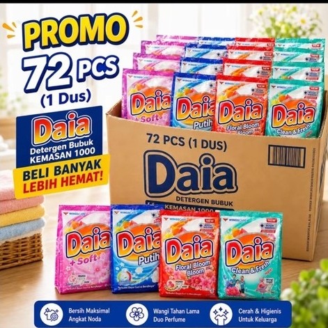 (Dus) daia detergen renceng 1000 1dus 72sachet