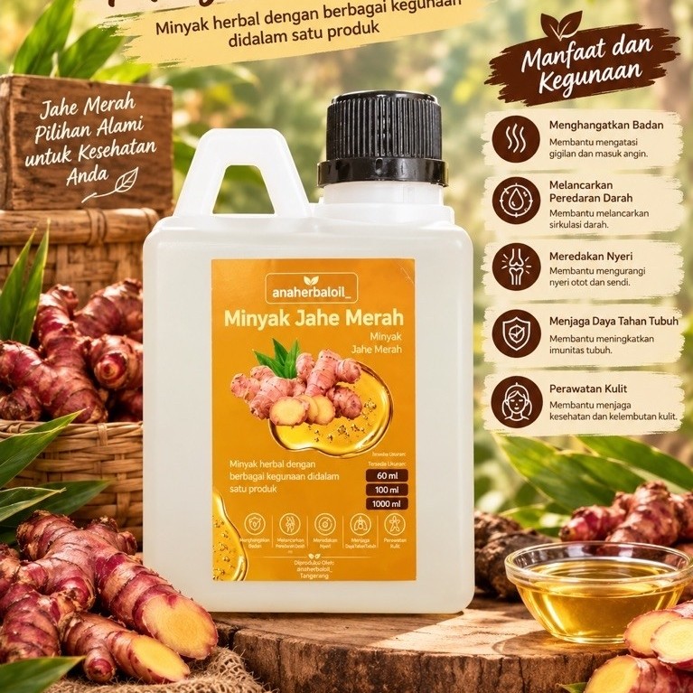 Minyak jahe merah 100% tanpa campuran 500ml