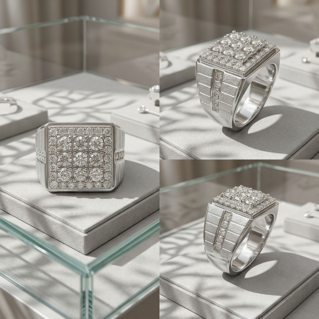 cincin pria perak berlian eropa elegan