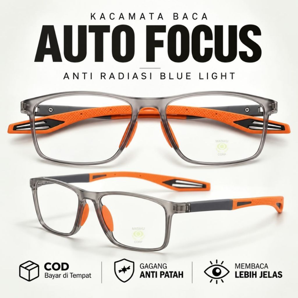 Kacamata Baca Plus Auto Focus Anti Radiasi Sport Glasses Pria Wanita Premium 1818
