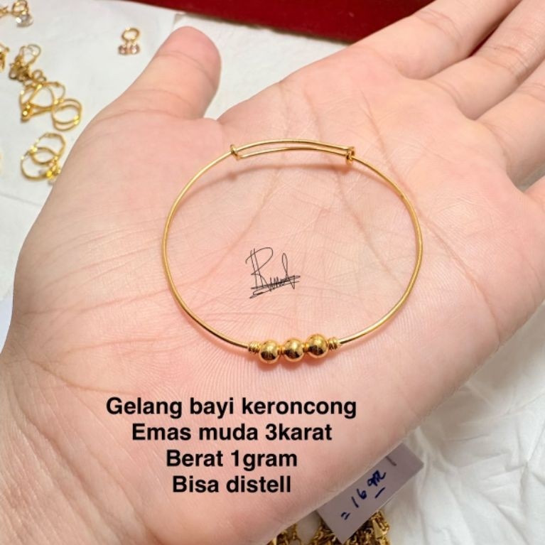 gelang bayi keroncong emas muda 3karat 1gram