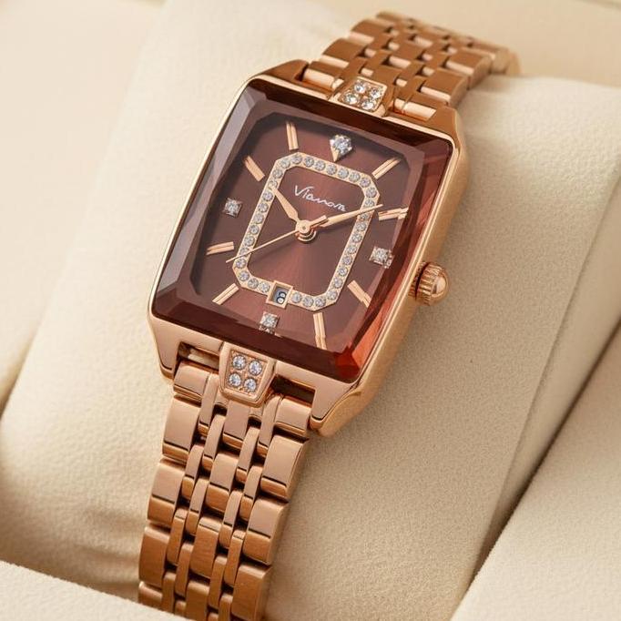 Flonda Vianova - Jam Tangan Wanita Elegan Quartz Kecil Original Anti Air 1237 Kaca Mineral Jam Tanga