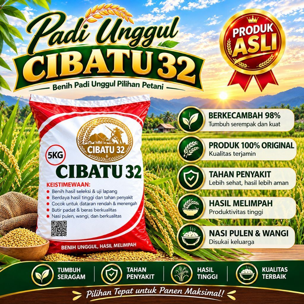 Benih Padi Cibatu 32 5KG Benih Padi Unggul Pilihan Petani