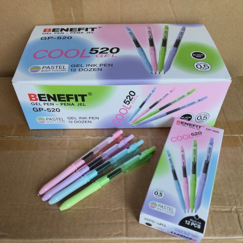 1 Pack (12 pcs) Pulpen Gel Benefit/ Pulpen Cool Gel 520