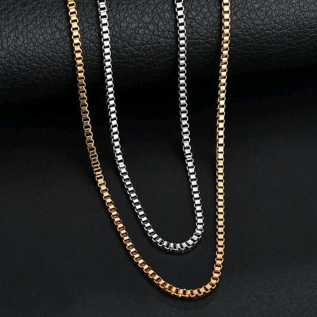 Tre99- Kalung Titanium Model Italy Mm Elegan Silver Gold (K. Italy Kaca)