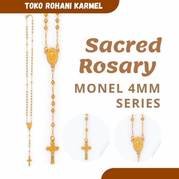 Kalung Rosario Katolik Monel 4 Mm / Kalung Rosario Katolik / Rosario Emas Diskon!!