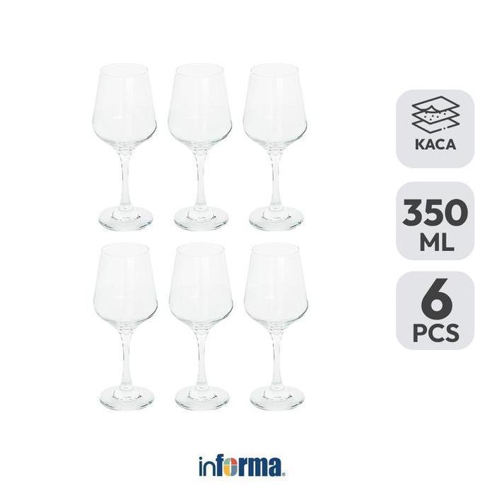 Informa Libbey Brilliance Gelas Wine Kaca 350 ml Set 6 pcs Transparan Wine Glass Stem Goblet Gelas K