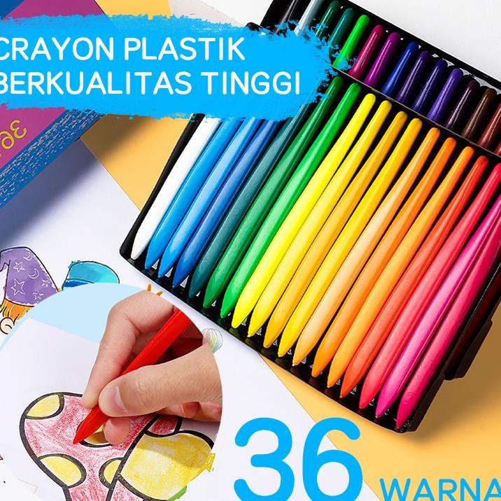

Premium Crayon Set Viral Anak Anti Air | Anti Patah Isi 36 Pcs Promo