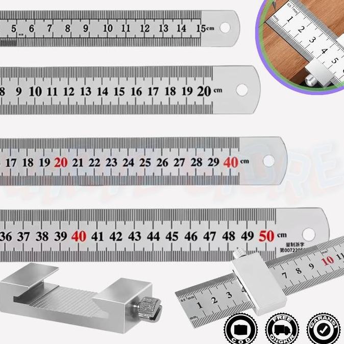 

Penggaris Besi Stainless Steel Panjang 15 40 Cm Mistar Alat Ukur Tukang Akurat Ruler Capentry Allshop