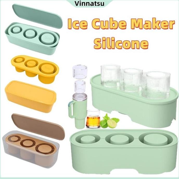 Cetakan Es Batu Silikon Tutup Portabel Wadah Tempat Es Batu Ice Cube Tray Cetakan Es Batu Kecil Mini