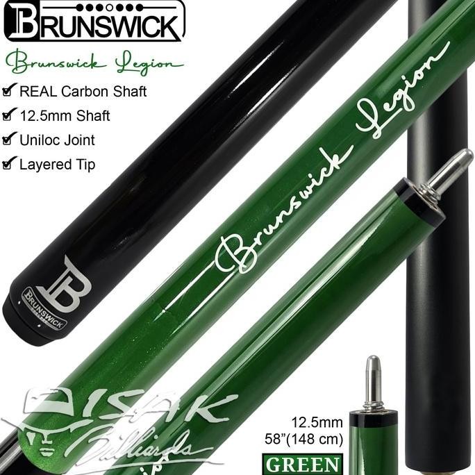 Brunswick Legion Cue Green - REAL Carbon Shaft Uniloc Pool Stick Billiard
