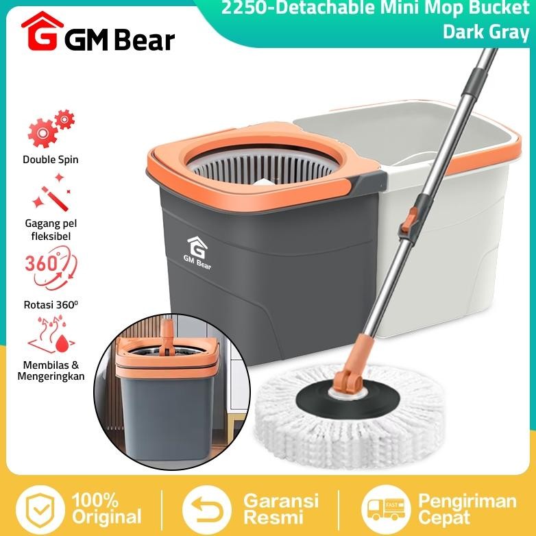 GM Bear Pel Lantai Putar Spin Mop 2250 - Ultra Mop Aclima Pelan Lantai Mini Dark Grey Kain Pel Lanta