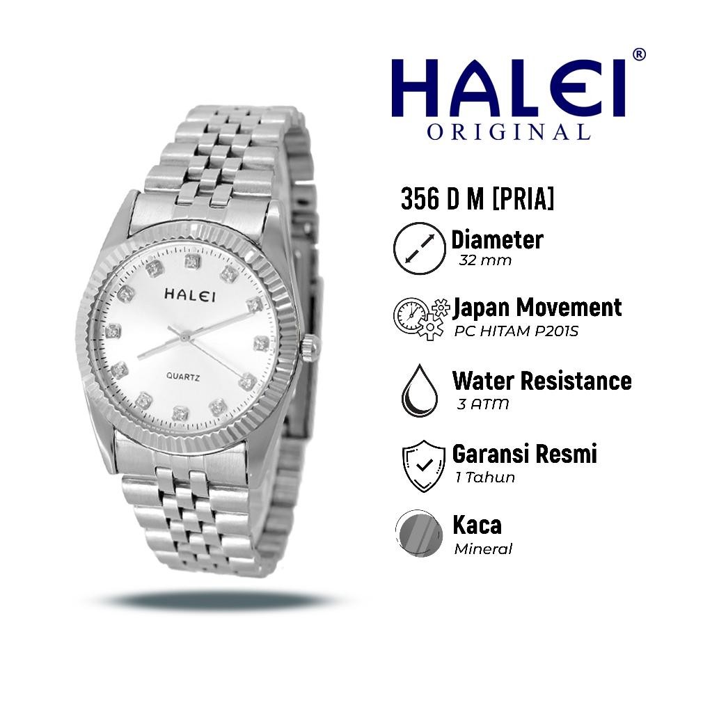 (Terbaru) Halei 356 Diamond Jam Tangan Halei PriaFashion Anti Air Rantai Stainless Steel Analog Keki