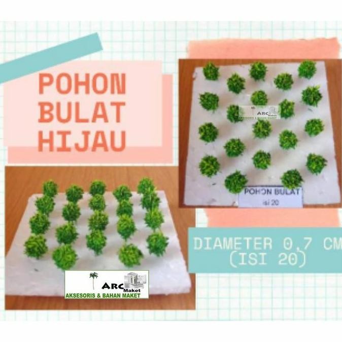 Miniatur Maket Pohon Bulat 0,7Cm Isi 20 Untuk Arsitektur/Diorama/Hobi