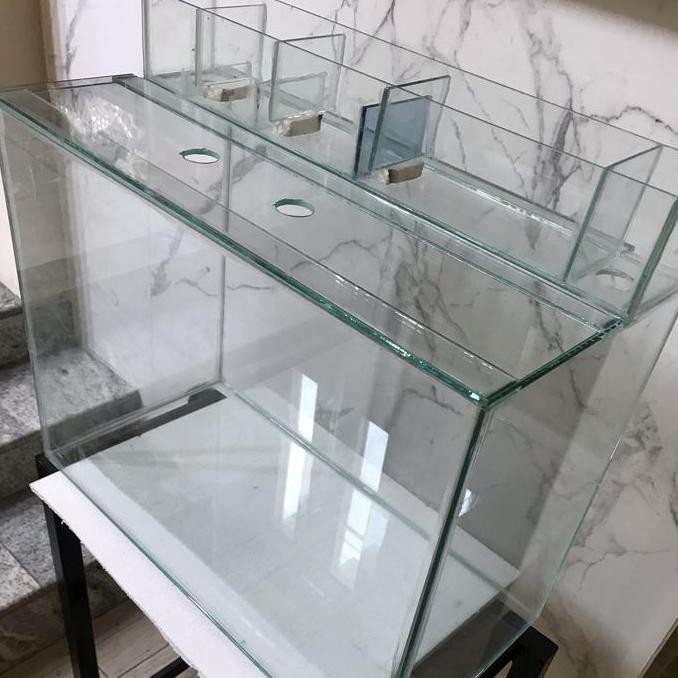 Promo set aquarium+top filter+tutup kaca 60x30x35 COD