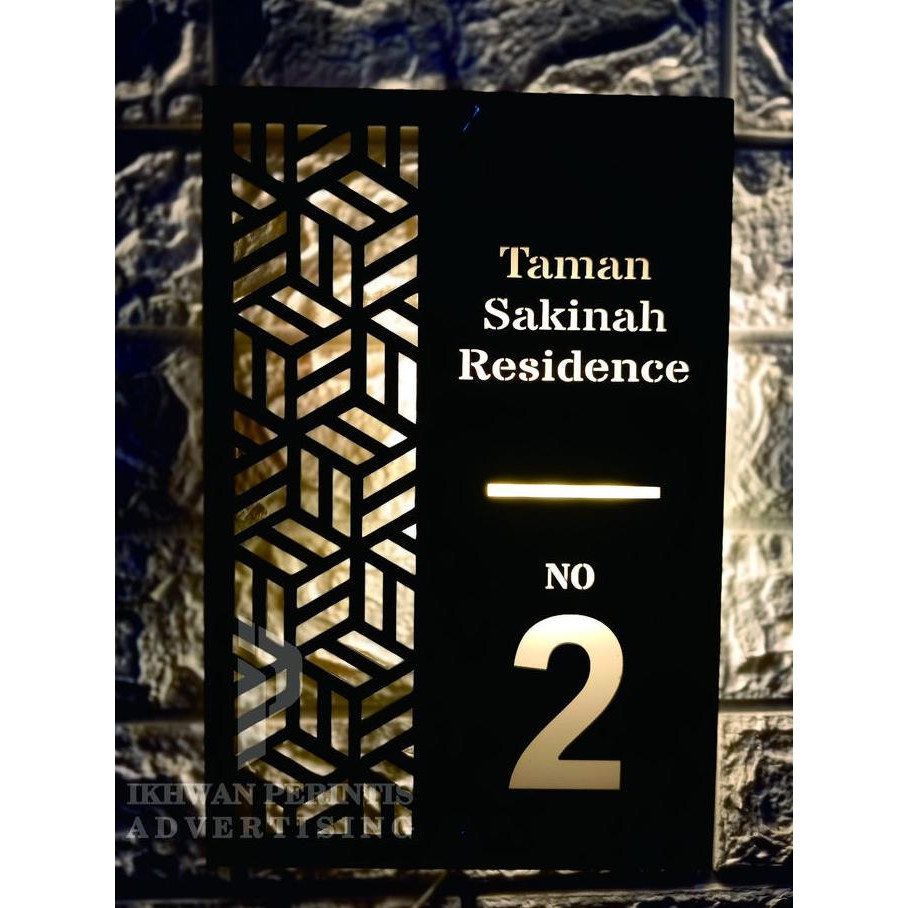 Nomor Rumah Led Akrilik Custom | Hd1-B | Papan No Rumah Elegan