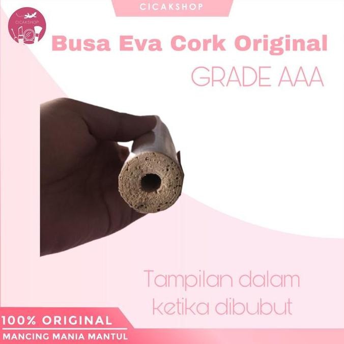 Cicakshop88 busa joran eva cork kayu asli hard 85%