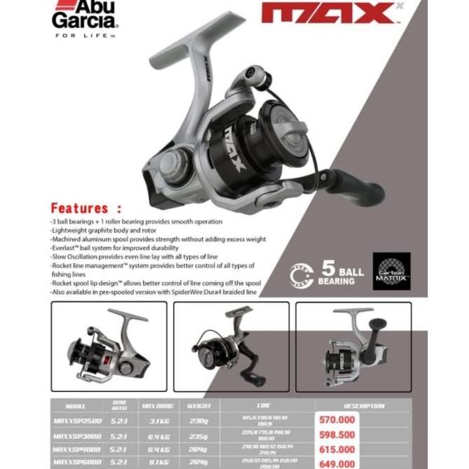 REEL SPINNING ABU GARCIA MAX X 2500 3000 4000 6000 NEW | REEL PANCING | REEL MURAH | REEL GALATAMA |