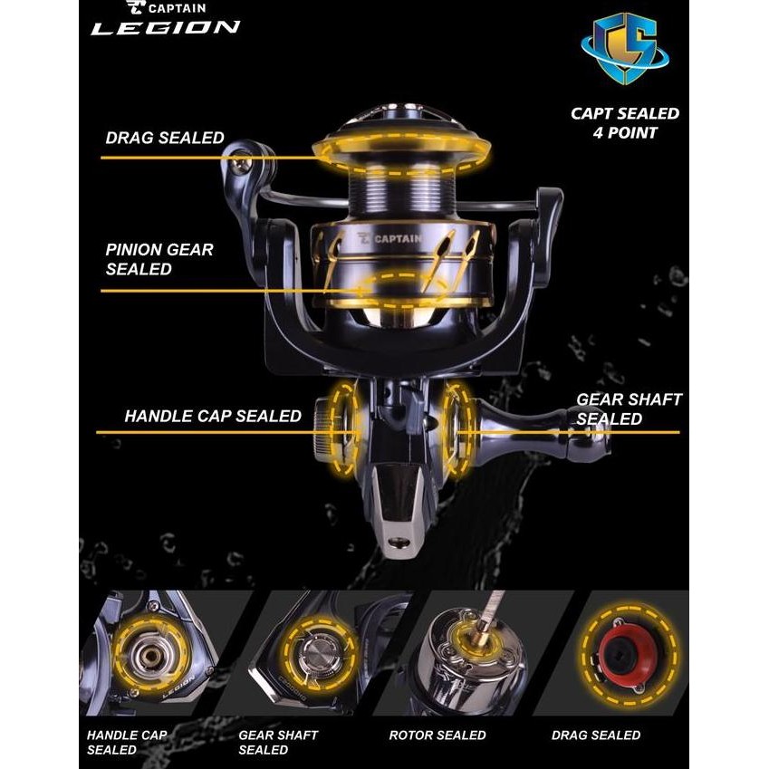 Reel Captain, Reel Captain Classic LEGION, ukuran 1000 2000 3000 4000 6000, Power Handle, Brass Pini
