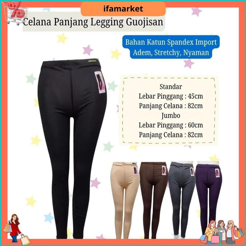 Celana Leging Dewasa Panjang Merek Guojisan Bahan Katun Spandek Impor Uk Std - Jumbo Original Produk