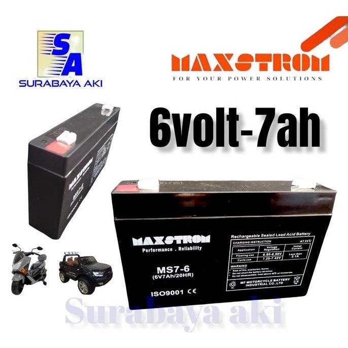 6v 7ah 6volt 7ah baterai mobilan absk mobilan motor anak 6v maxstrom