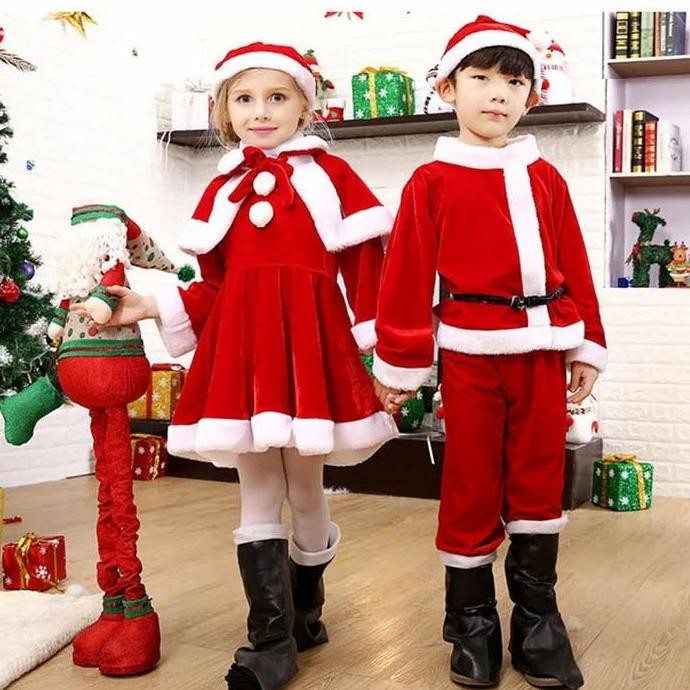 *****] Kostum Santa Claus Anak Beludru Cosplay Santa Claus Costume