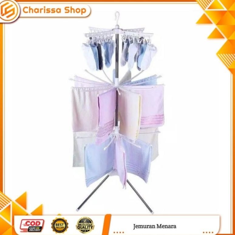 Jemuran Menara / Jemuran Lipat 3 Susun / Jemuran Pakaian Bayi