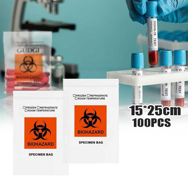 100pcs Specimen Bag Biohazard 15x25 Cm