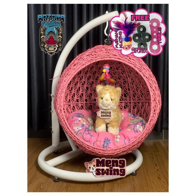 TERLARIS Ayunan gantung rotan sintetis anabul jumbo kucing dan anjing premium