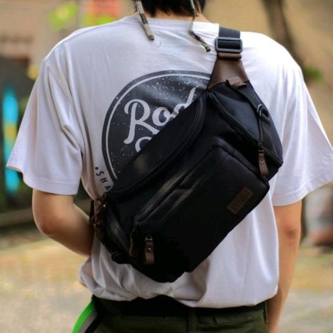 ORIGINAL PREMIUM Tas Waist Bag Water Proof Pria&Wanita saingan eiger Kombinasi Kulit Asli DIstro Pus