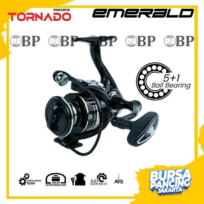 TORNADO REEL PANCING SPINNING EMERALD 5+1BB 3000 - 6000 CFG BODY EXTRA RINGAN DAN KUAT POWER HANDLE 