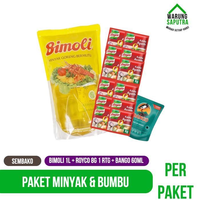 

LS Paket Sembako Minyak & Bumbu 3 - Bimoli 1L +Royco 1 Renceng + Bango