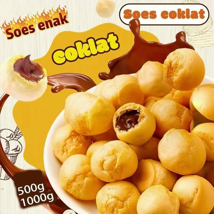 LS COD Soes Coklat  500g/1kg Kue Sus Kering lsi Coklat Soes Aneka Varian Rasa Soes lsi Coklat Strawb
