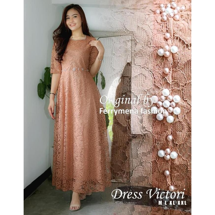 DS16 >> Gamis brukat payet terbaru gamis full furing dress victori gamis acara pesta pernikahan dan 