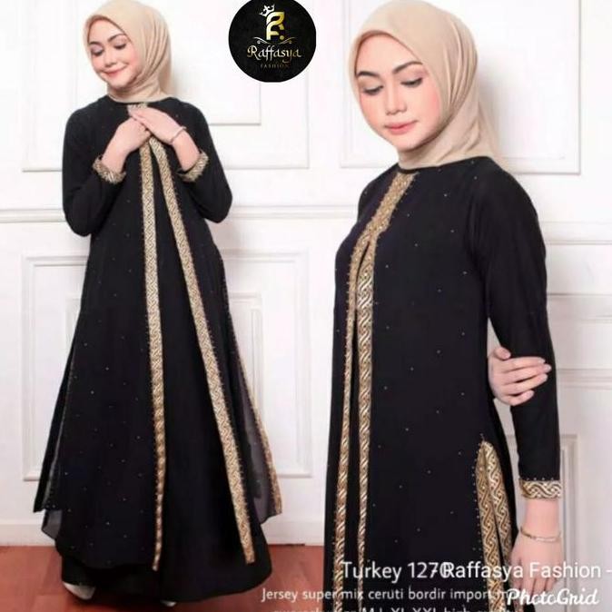 DV47 }} GAMIS ABAYA TURKEY TABUR PAYET