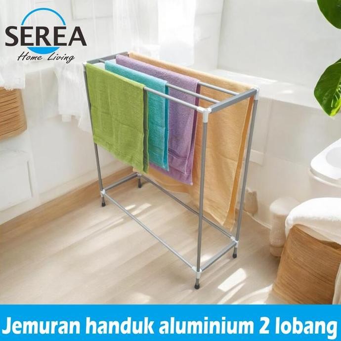 Jemuran Handuk Berdiri Aluminium Minimalis 4 Handuk / Rak 4 Handuk Berdiri Minimalis Aluminium