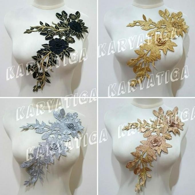 

\"\"\"\] Renda Aplikasi Tabur Bordir Bunga Peony (1 Pcs)