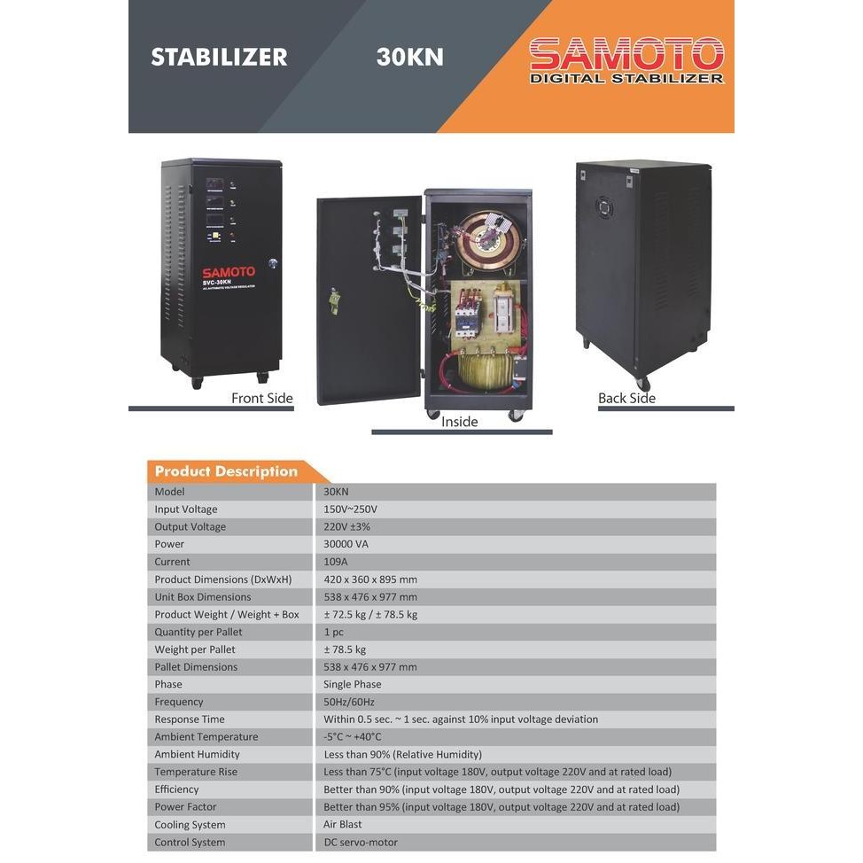 STABILIZER 30KVA AUTO VOLT SAMOTO Digital Listrik Single Phase