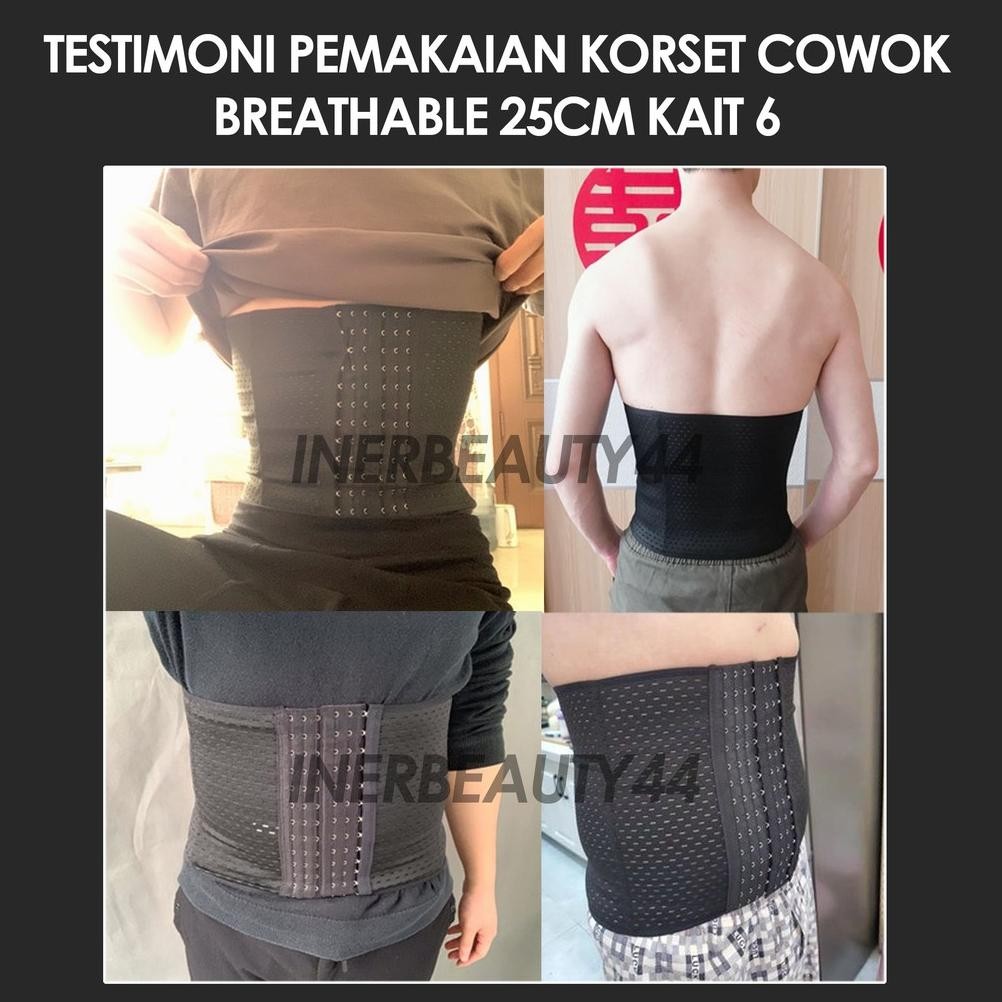 Korset Pria Pengecil Perut Buncit Dan Pinggang Model 25Cm Kait 6 Elastis Pelangsing Perut Permanen