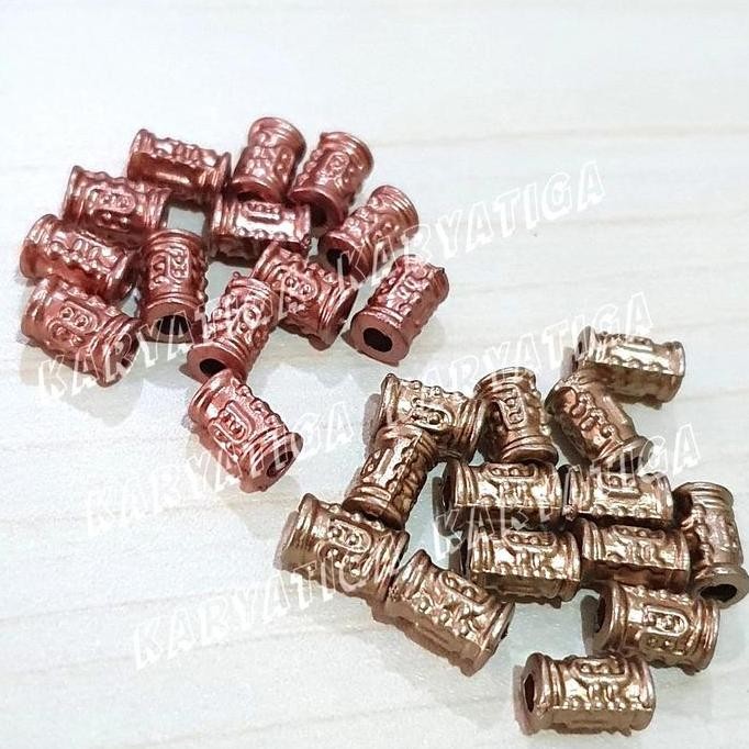 yang dicari] Mote SQ Tabung Ukir 9 mm x 6 mm - Tembaga / Emas (5 gram)