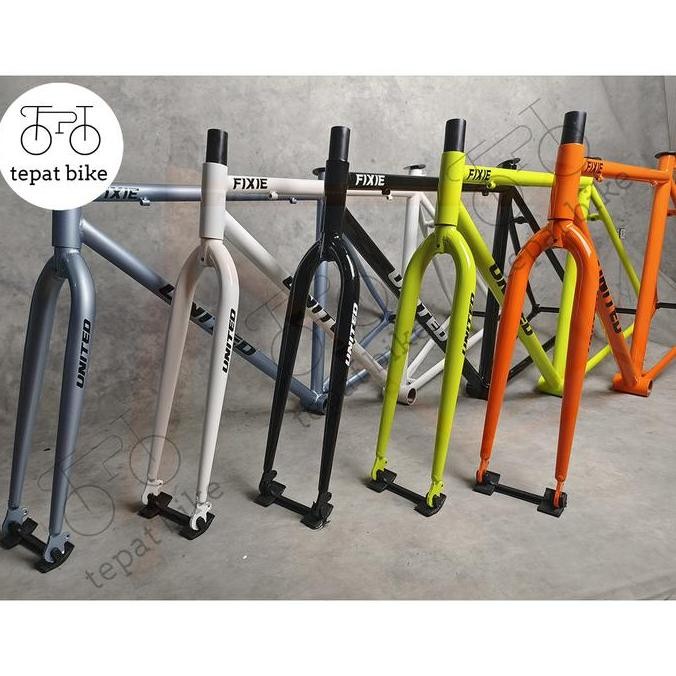 FRAME FORK FIXIE UNITED STEEL 700 X 490 ORIGINAL DAN TERPERCAYA