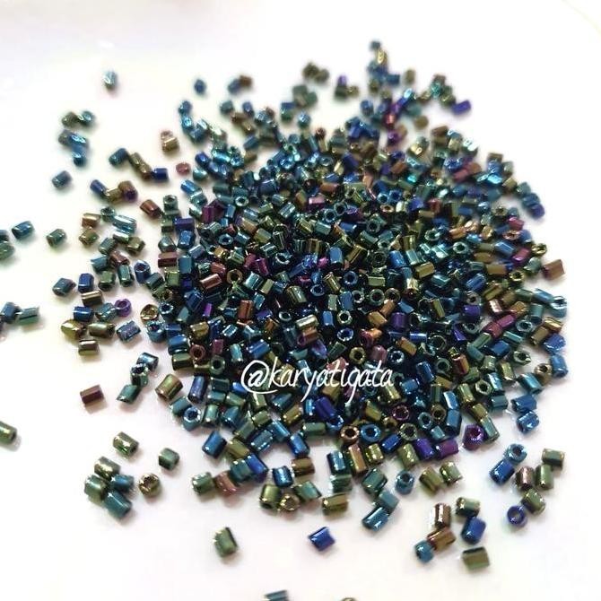 *$*$*$*$] Mote Manik Payet Bambu Pendek Semi Jepang KING - Hitam Pelangi (10 gr)