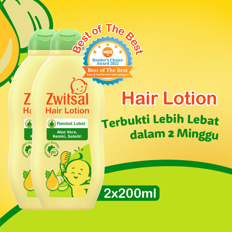 Zwitsal PERAWATAN RAMBUT BAYI HAIR LOTION KEMIRI ALOE VERA SELEDRI PELEBAT RAMBUT 200ML x2